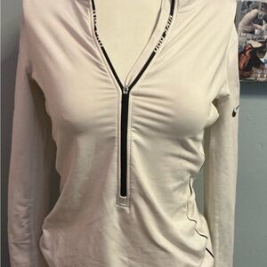 Nike Cream and Black Fitted Polo Jacket